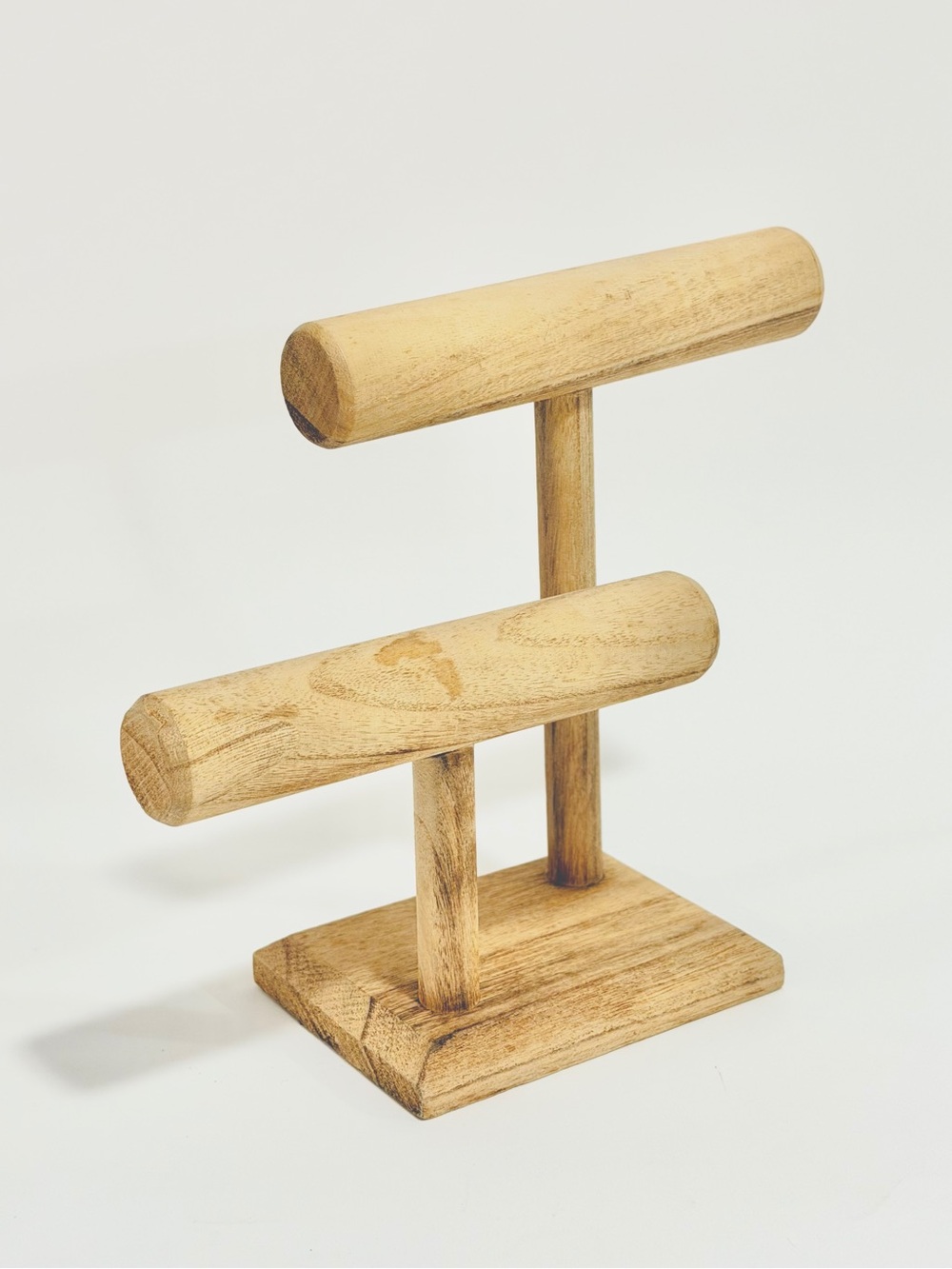 Wood Double-Bar Bracelet & Jewelry Display Stand - Natural